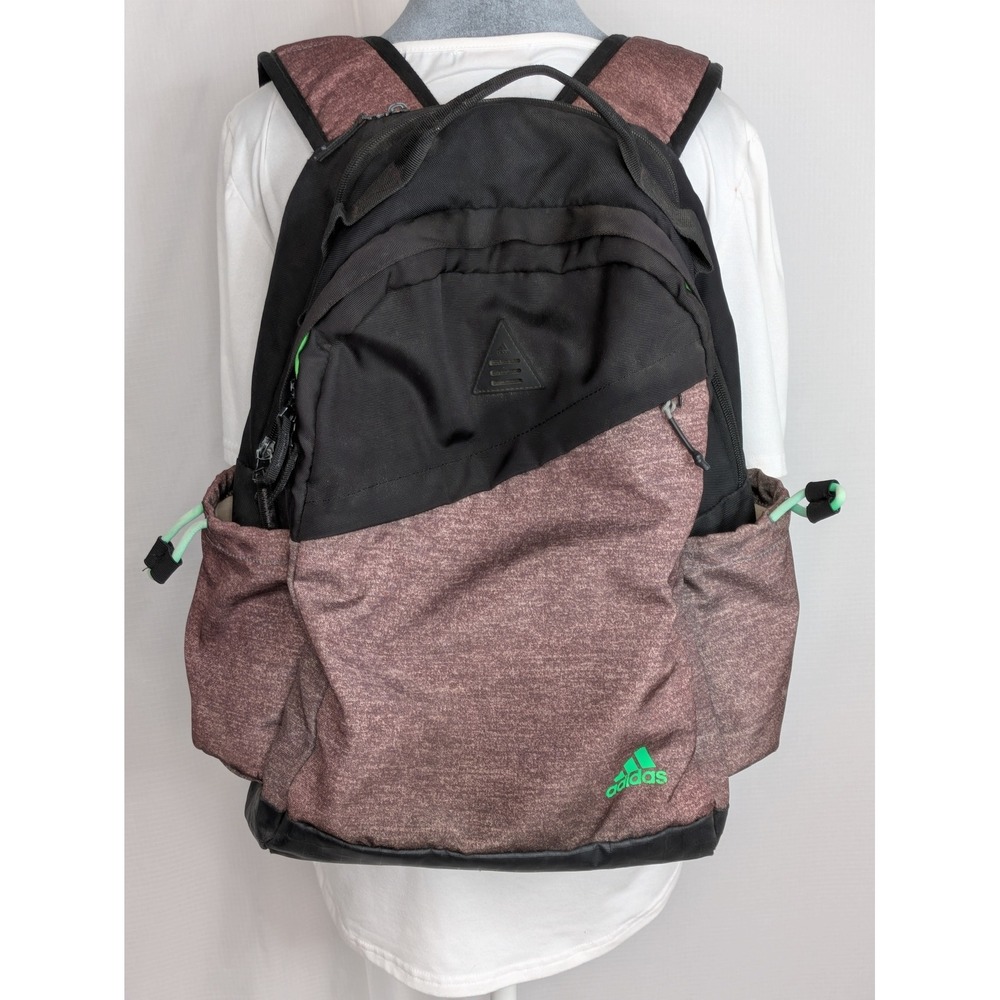 adidas Backpack Heather Burgundy Black Laptop School Travel Book Bag 20x12x8